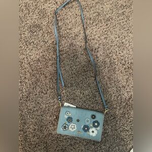 Coach 66623 Hayden Foldover
Crossbody Denim Leather Clutch
Handbag Tea Rose